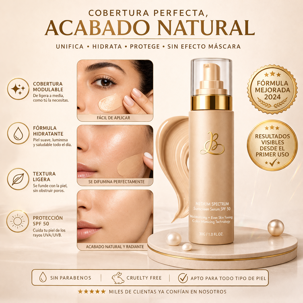 ✨ Base de Maquillaje 4 en 1 SPF50+ ✨